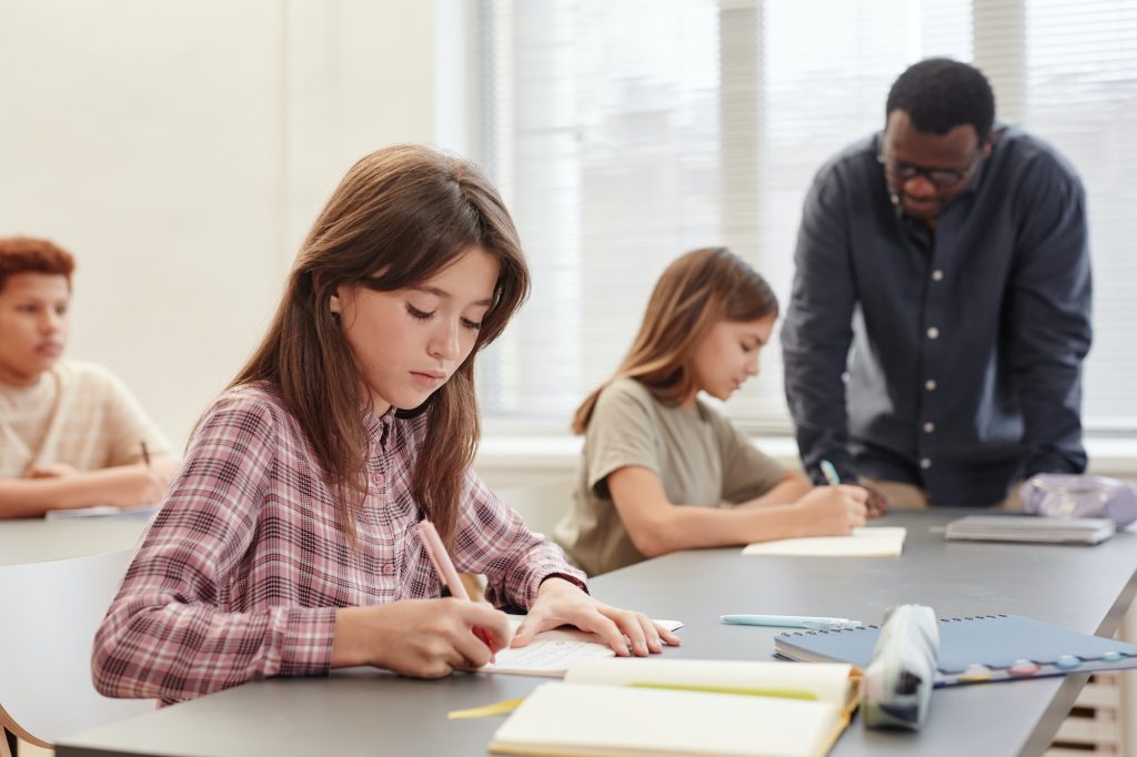 Girl Taking Test in School